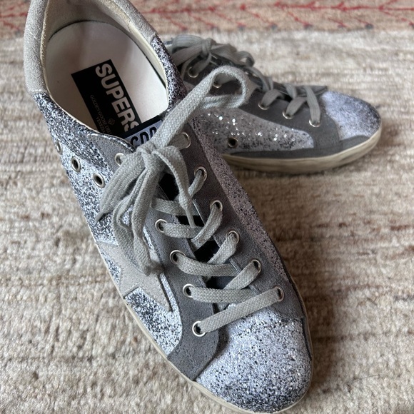 Golden Goose Silver Glitter Superstar Sneakers SSENSE Exclusive Size 41 - Picture 1 of 13